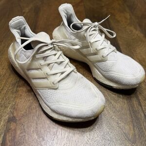 Adidas Women Size 8 Ultraboost 21 White Running Shoes Athletic Sneakers